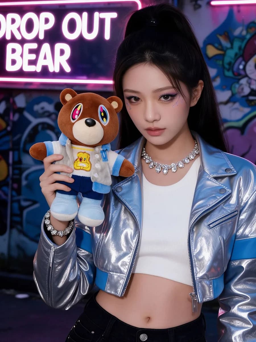 칸예 웨스트 그레듀에이션 드롭아웃 베어 봉제 인형 (26cm) 상세 2