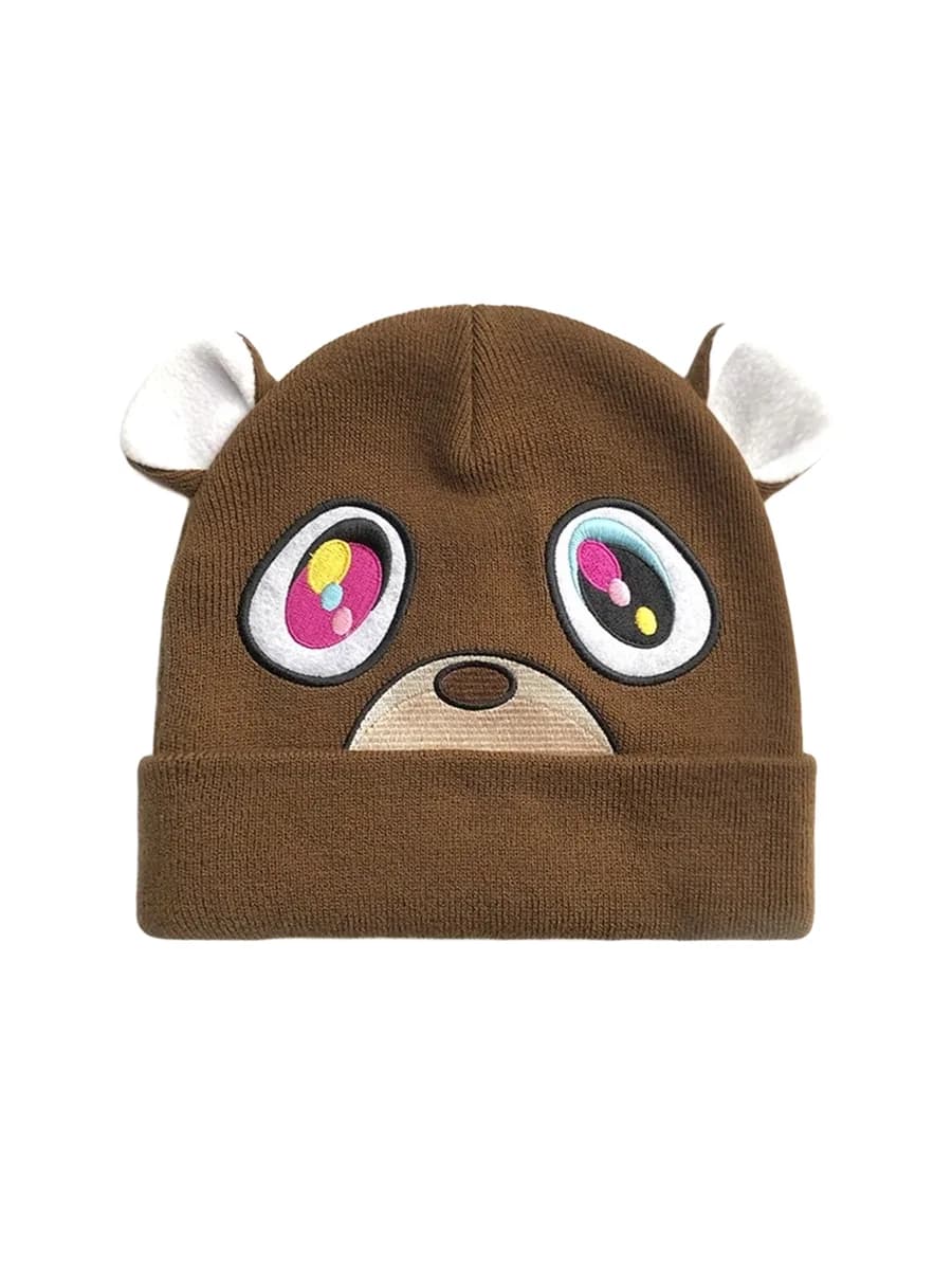 칸예 웨스트 드롭아웃 베어 곰 귀 니트 비니 (브라운) 상세 1