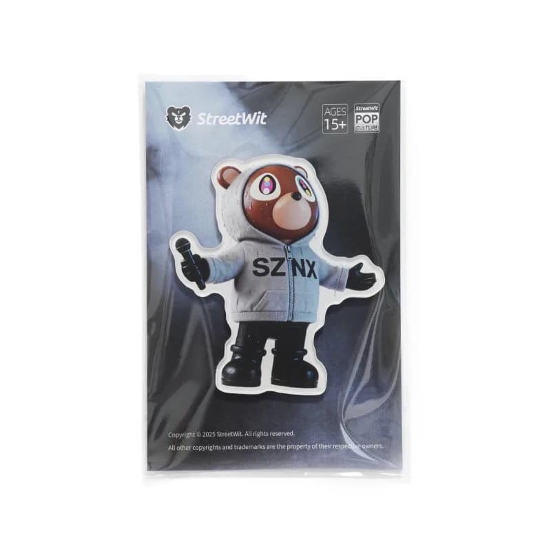 칸예 웨스트 상하이 공연 SZNX 드롭아웃 베어 냉장고 자석 (7cm) 4