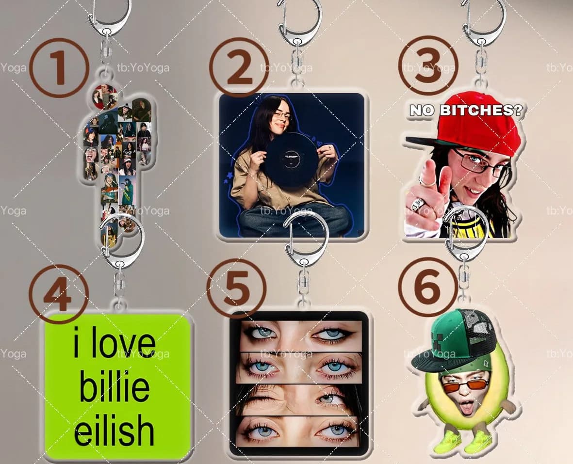 빌리 아일리시 밈 · 사진 6종 양면 투명 키링 9