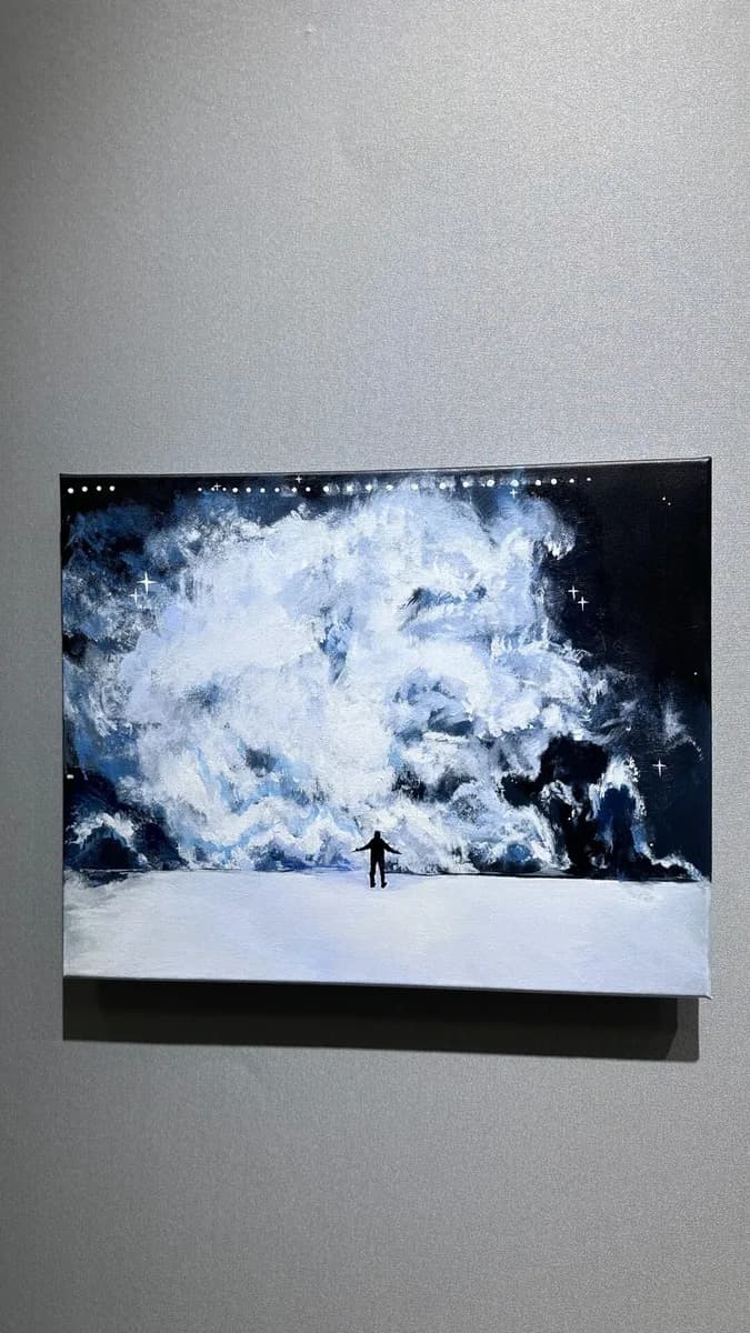 칸예 웨스트 상하이 공연 연기 무대 손그림 캔버스 상세 1