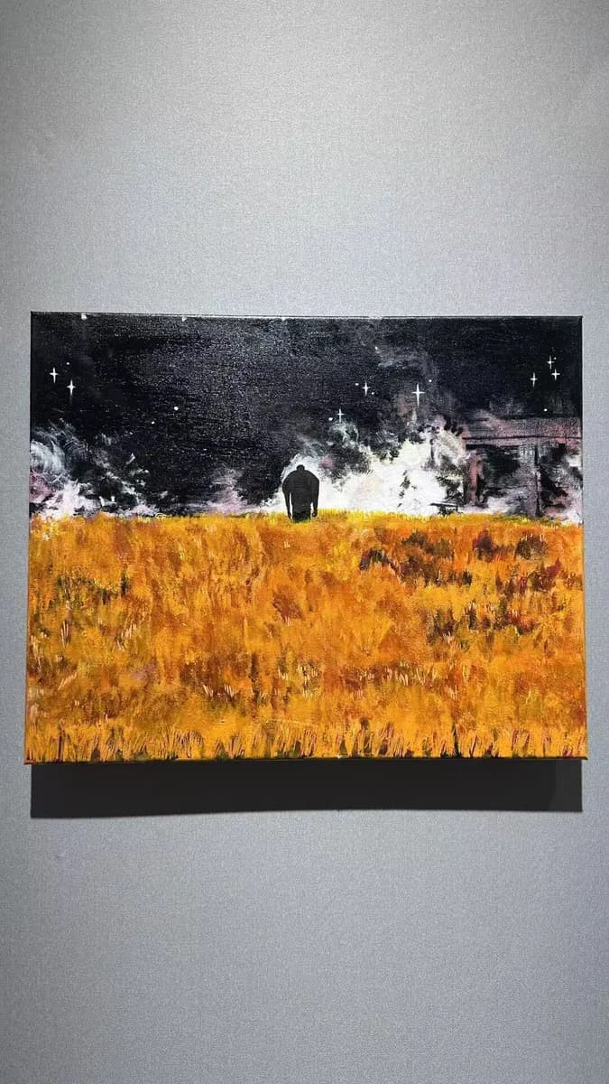 칸예 웨스트 하이커우 첫 공연 1주년 황금 들판 손그림 캔버스 상세 1