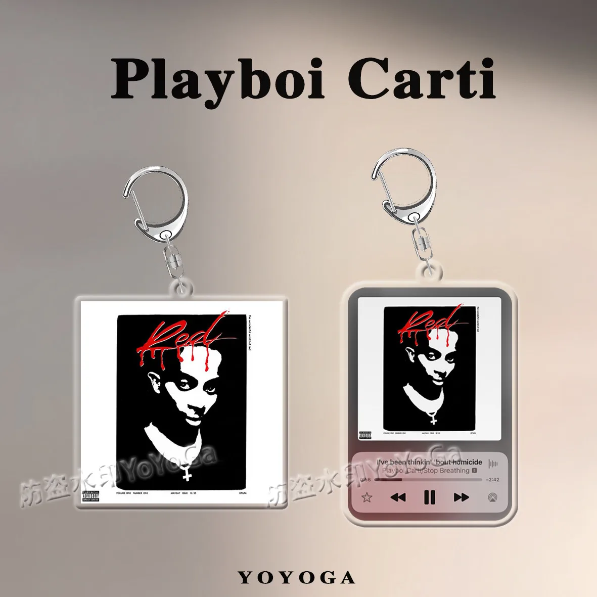 플레이보이 카티 홀 로타 레드 앨범 커버 양면 아크릴 키링 상세 1