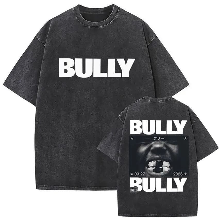 칸예 웨스트 BULLY 앨범 워싱 반팔 티셔츠 (차콜) 상세 1